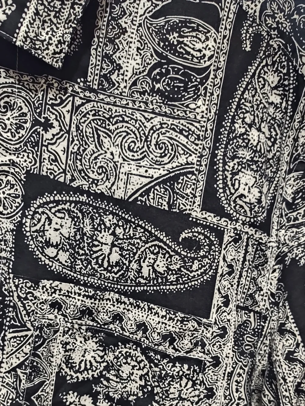 J. Crew Black and White Paisley Short-Sleeve Button-Down Shirt